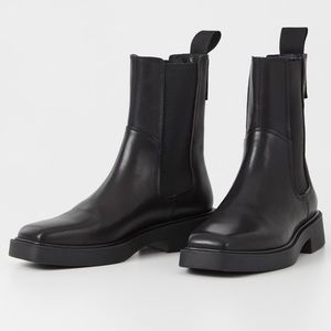 ZARA Black Square Toe Ankle Boots